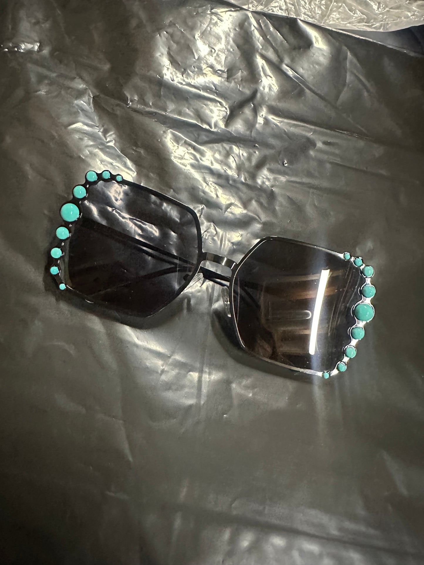 boujee turquoise sunglasses - large square