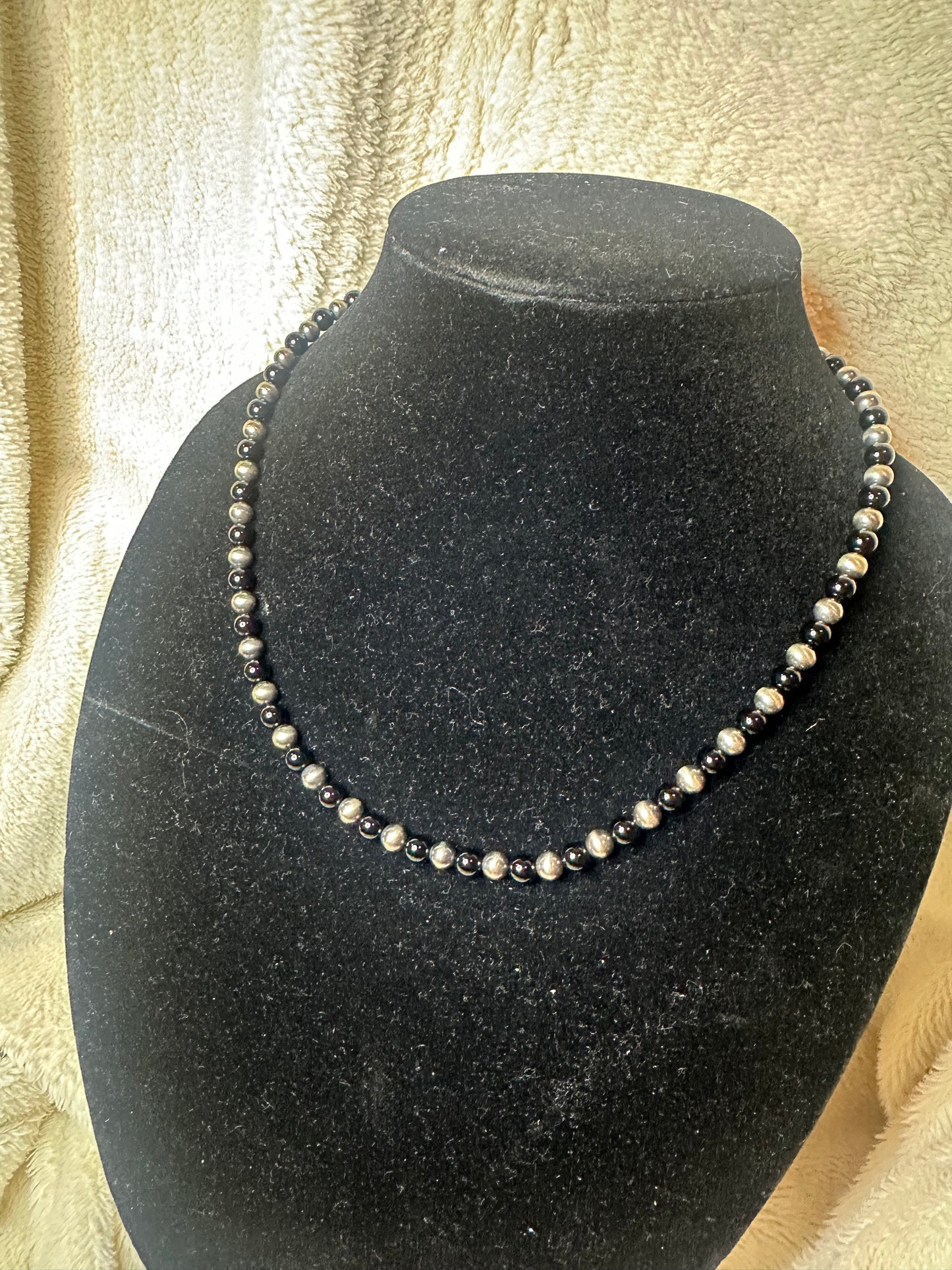 6mm sterling- black onyx necklace