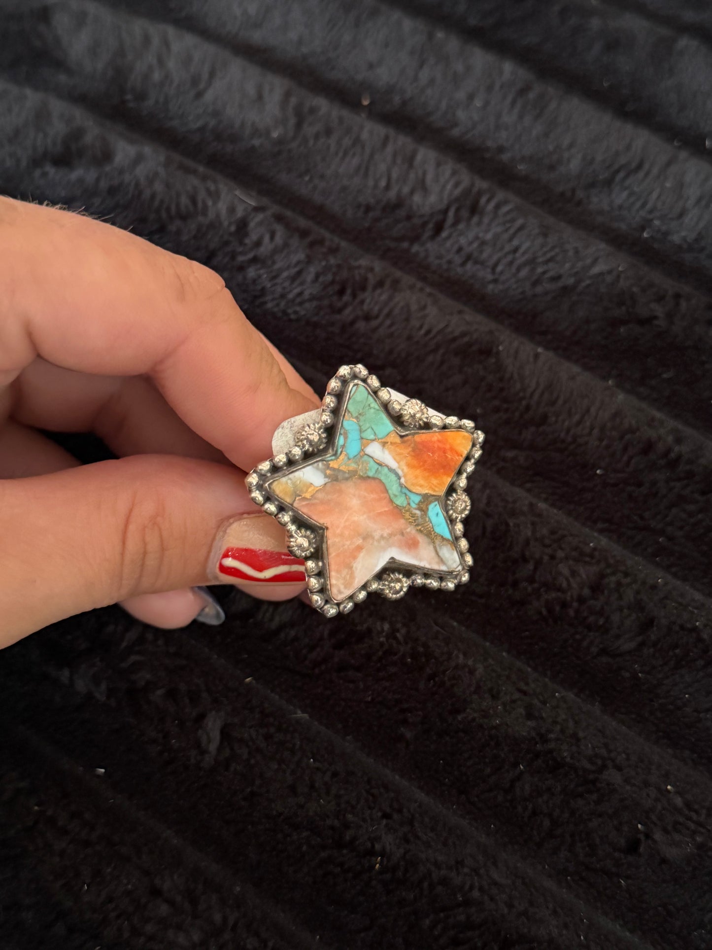 Hada Collection Spiny Turquoise Adjustable Ring
