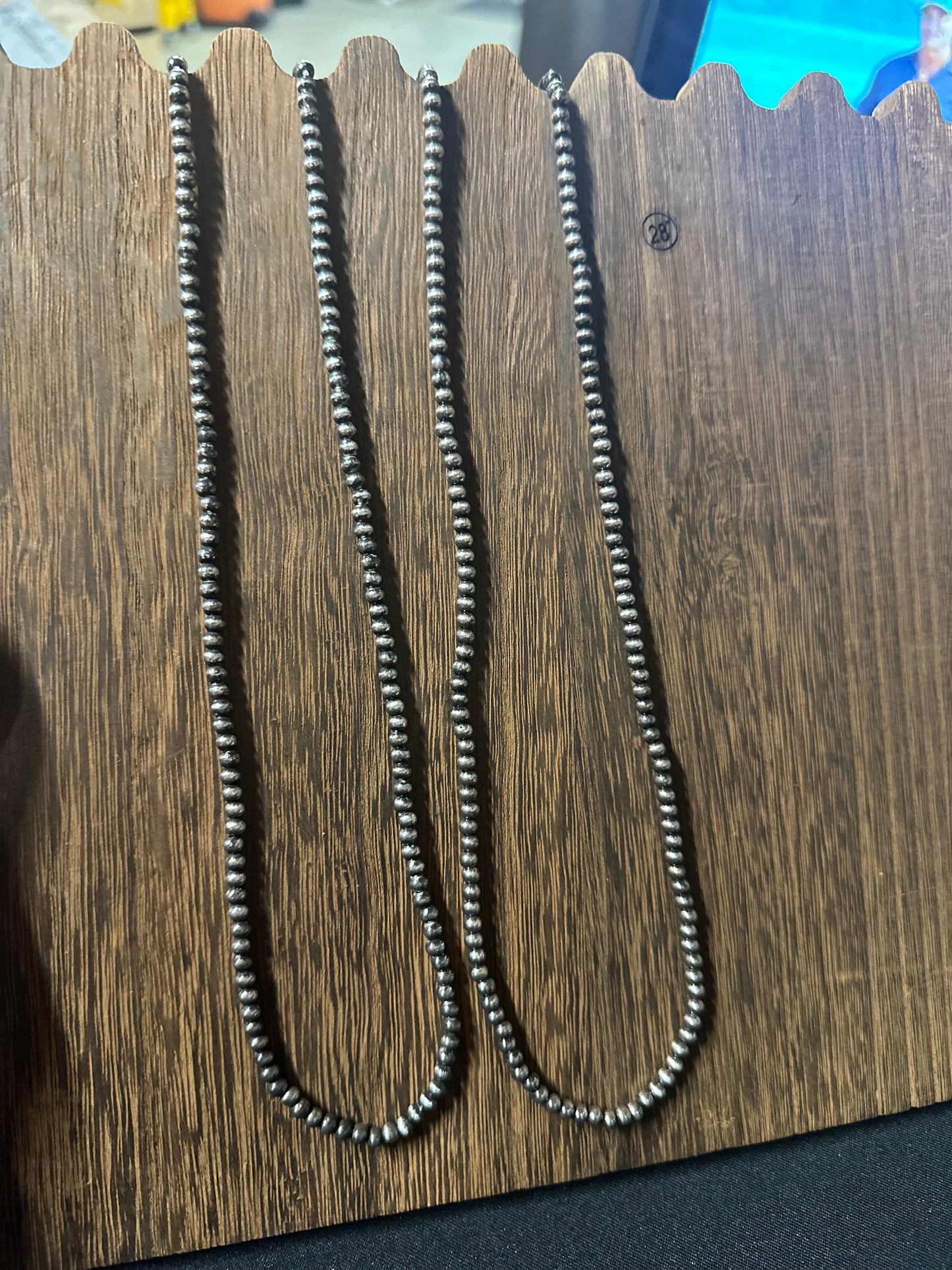 4mm Navajo style pearl bead necklace 28”