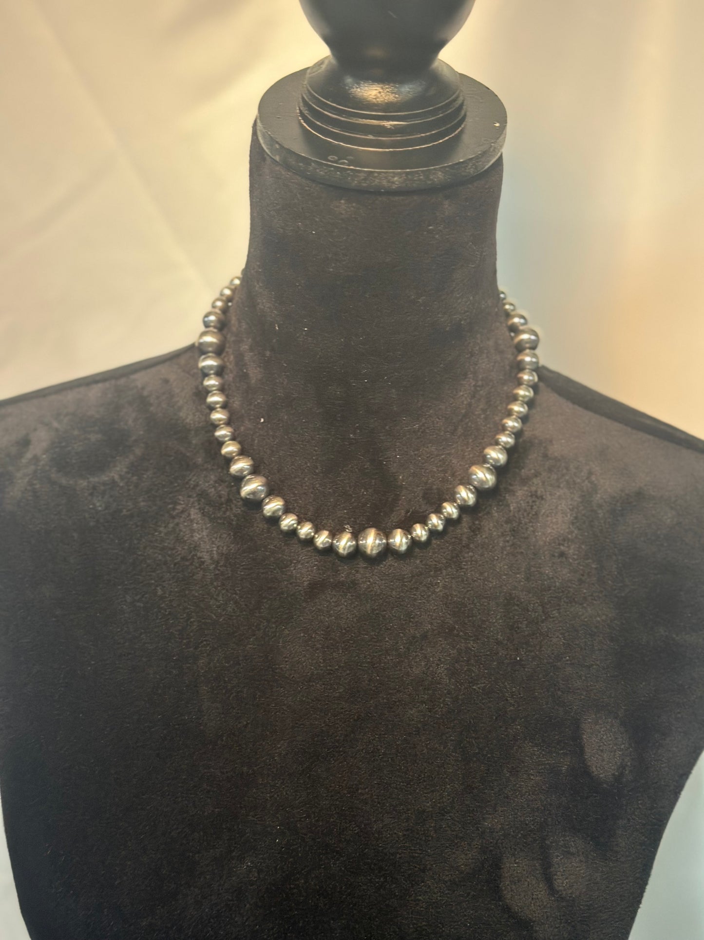8-12mm graduated sterling silver pearl necklace