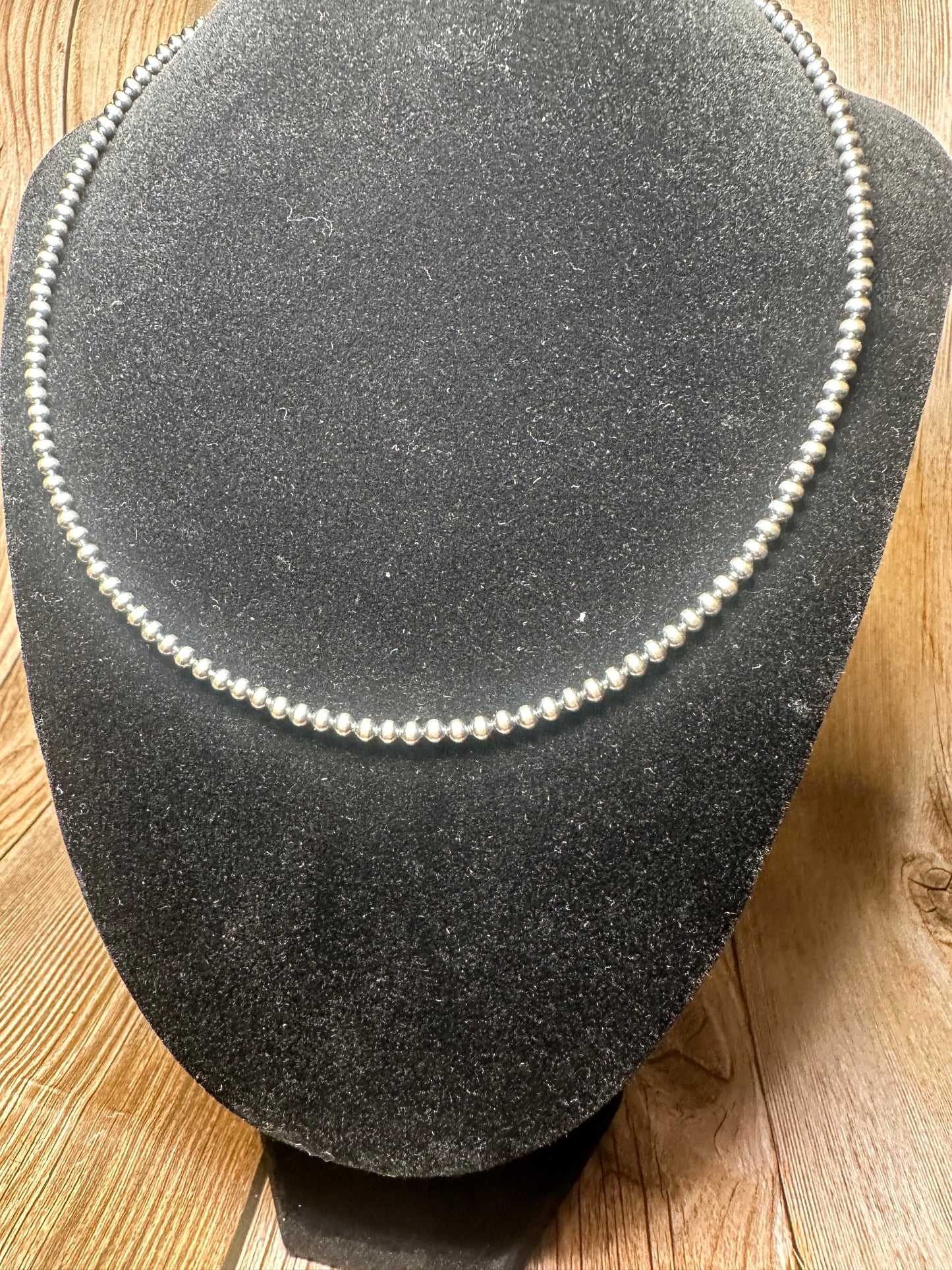 14 inch 3mm Sterling Silver Pearls Necklace