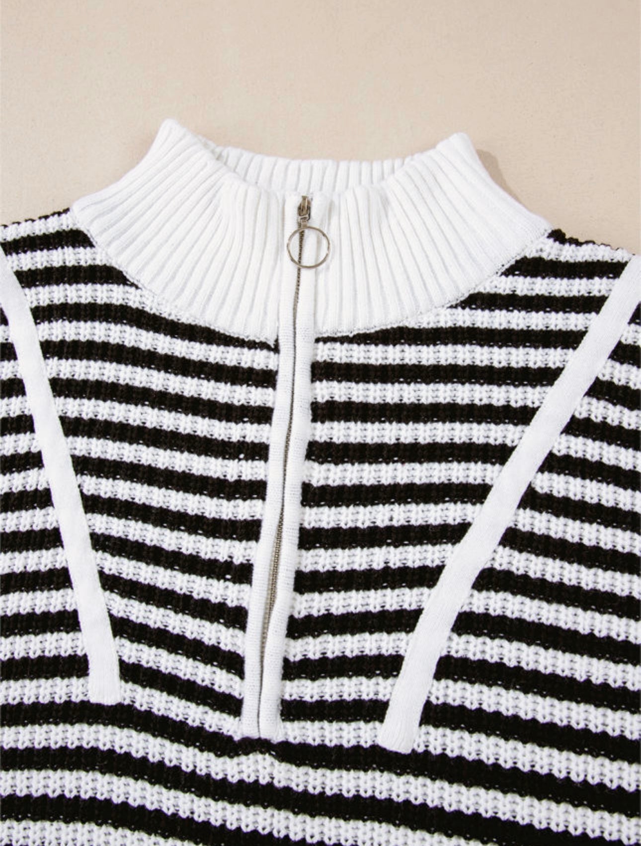 Stripped quarter zip sweater *2COLORS