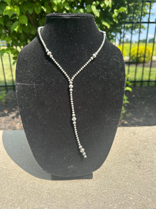 4-8mm graduated navajo style pearl lariat necklace