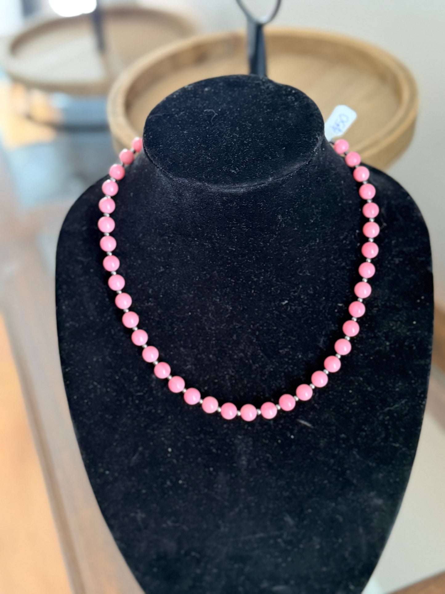Pink x hematite necklace