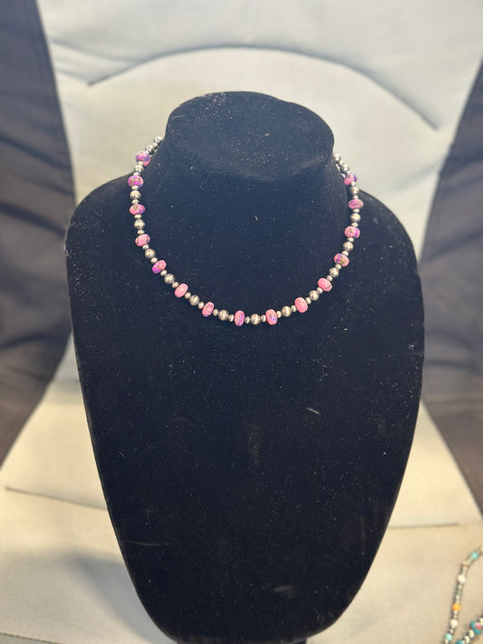 Natural Mohave x pearl necklace