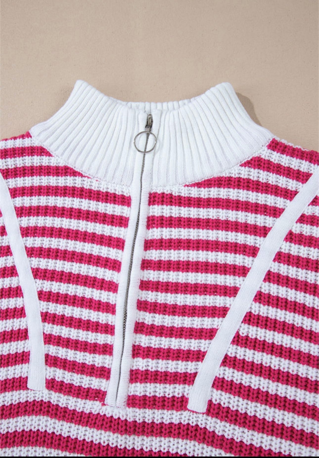 Stripped quarter zip sweater *2COLORS