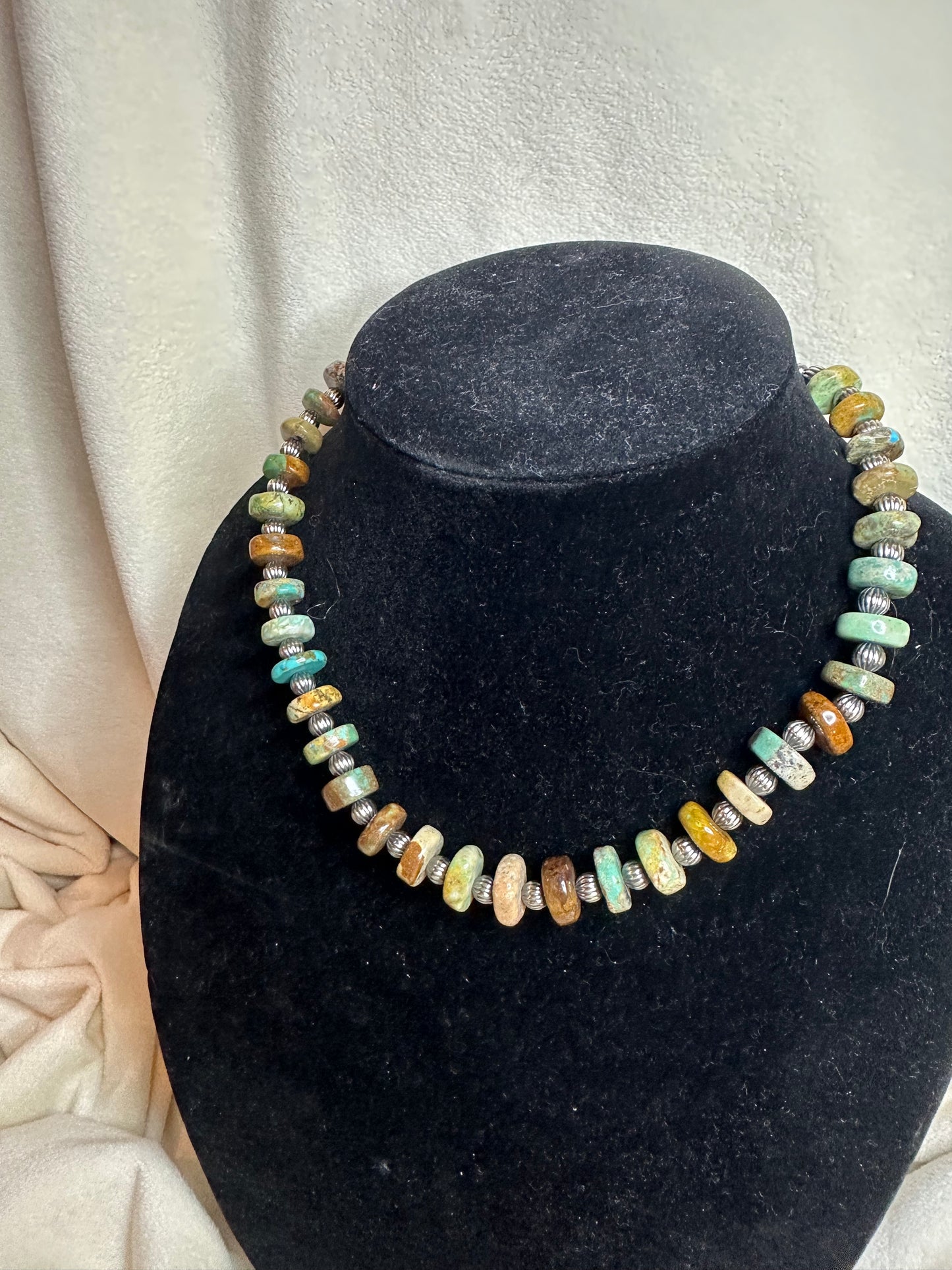 natural turquoise x corrugated necklace