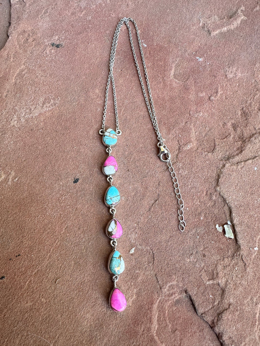 Handmade Cotton Candy Sterling Silver Drop Necklace