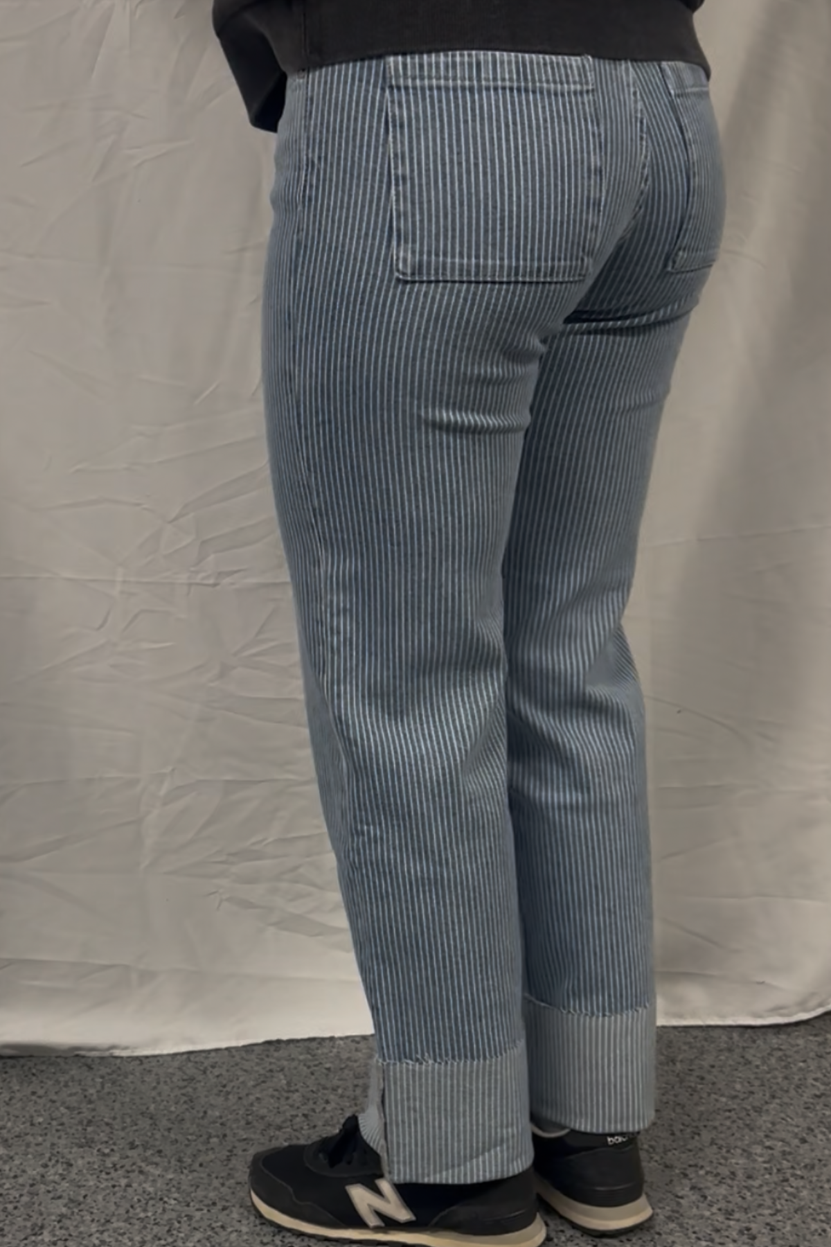 Mid Rise Stripe Slim Wide Jeans