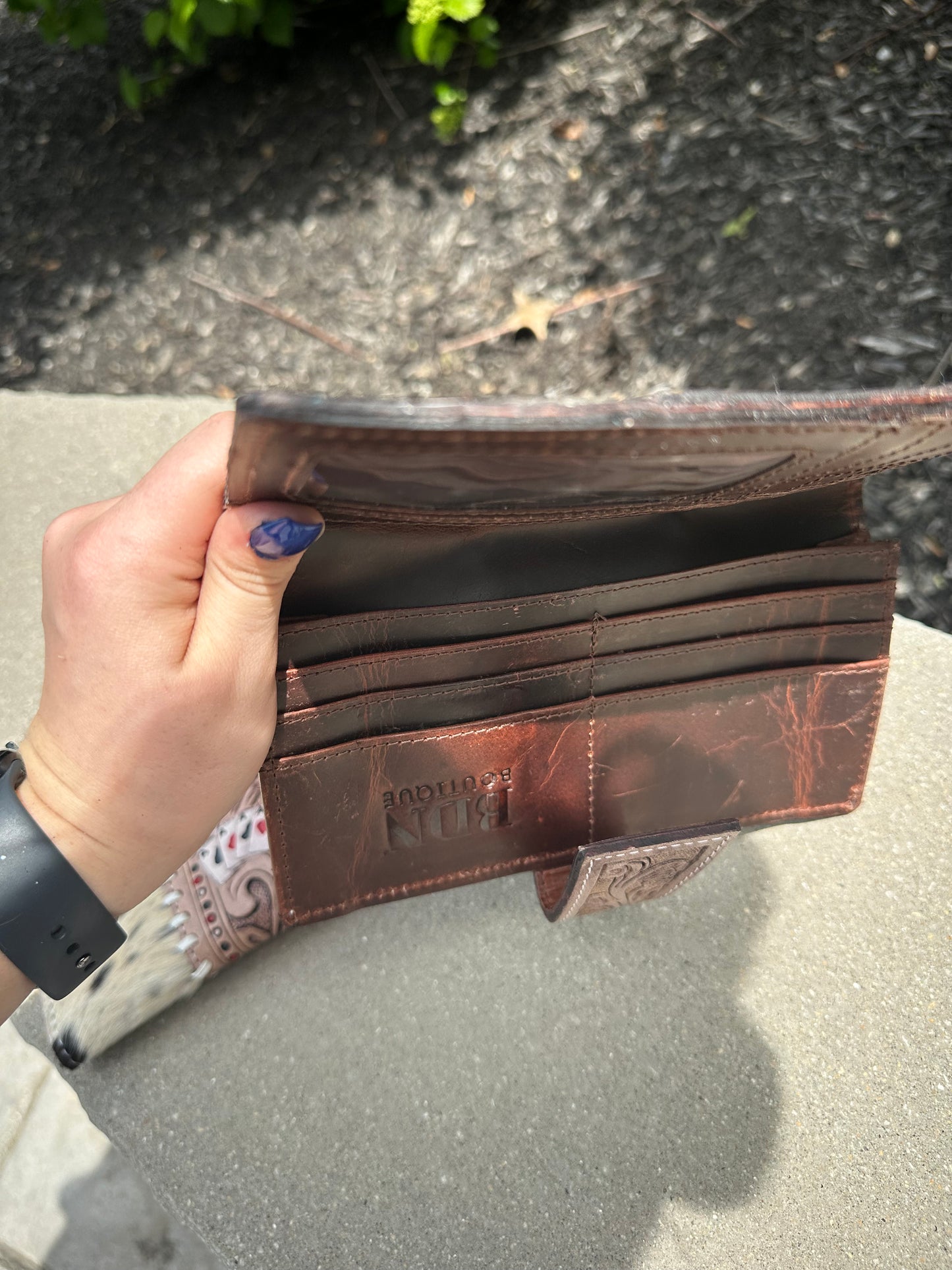 Tooled Genuine Leather // Cowhide Aces Bifold Wallet