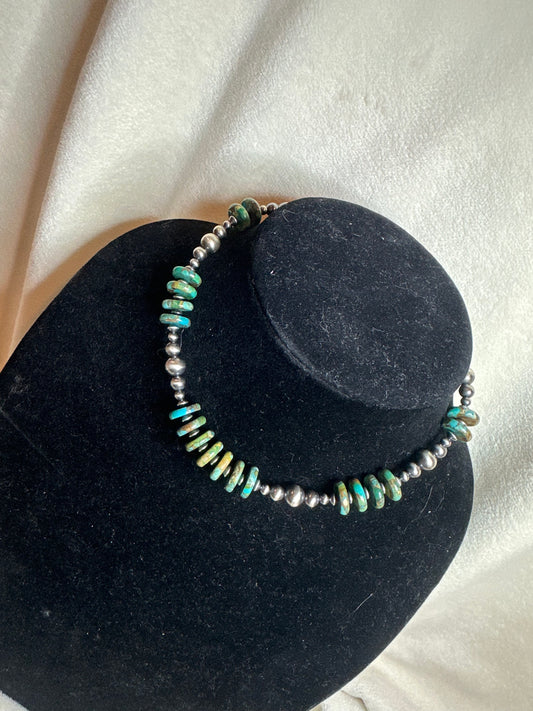 4-8mm graduated x turquoise / bronze necklace