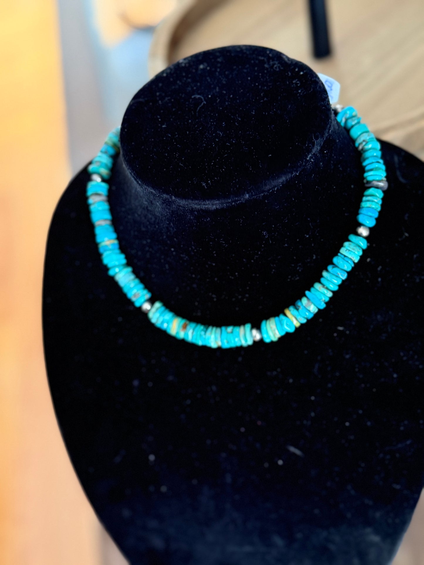 Turquoise stone x sterling necklace