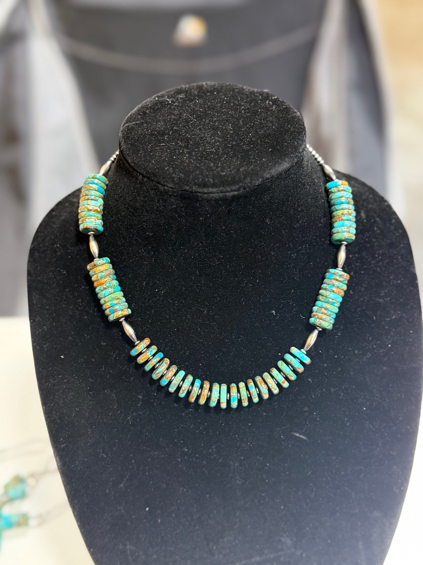 turquoise x bronze x torpedo pearls necklace