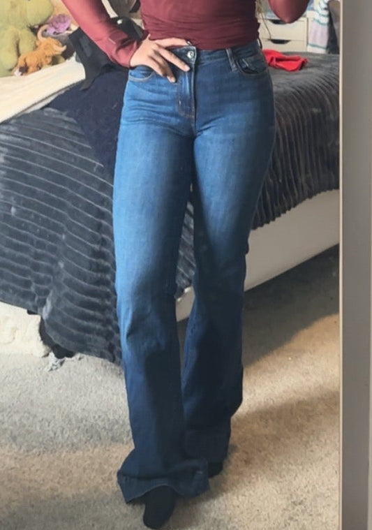 BELLA : TROUSER FLARE (INDIGO STONE) GOLD COMBO