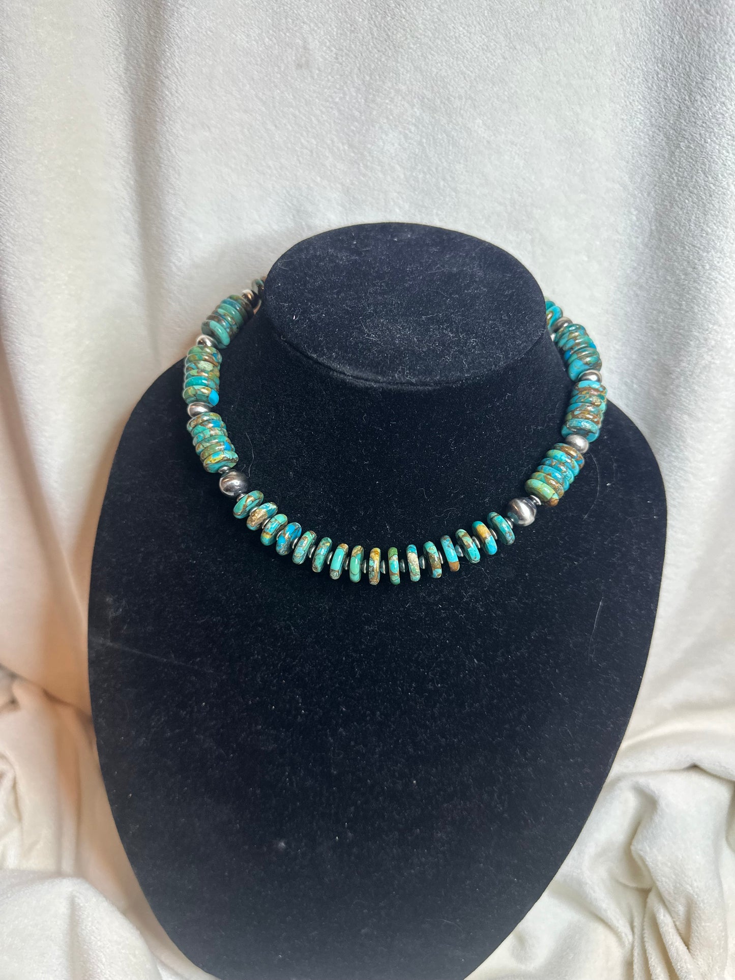 4-8mm turquoise x bronze necklace