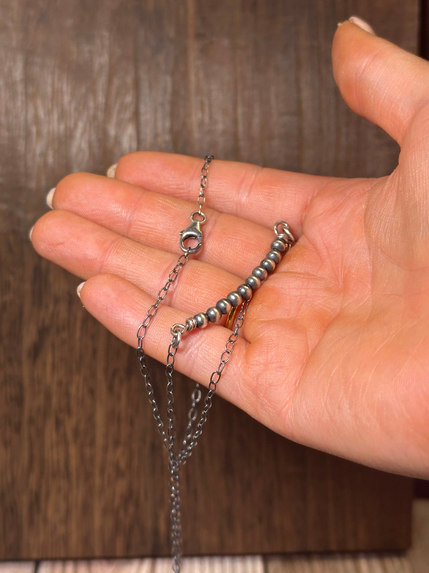 Navajo Sterling Silver Beaded Chain Necklace