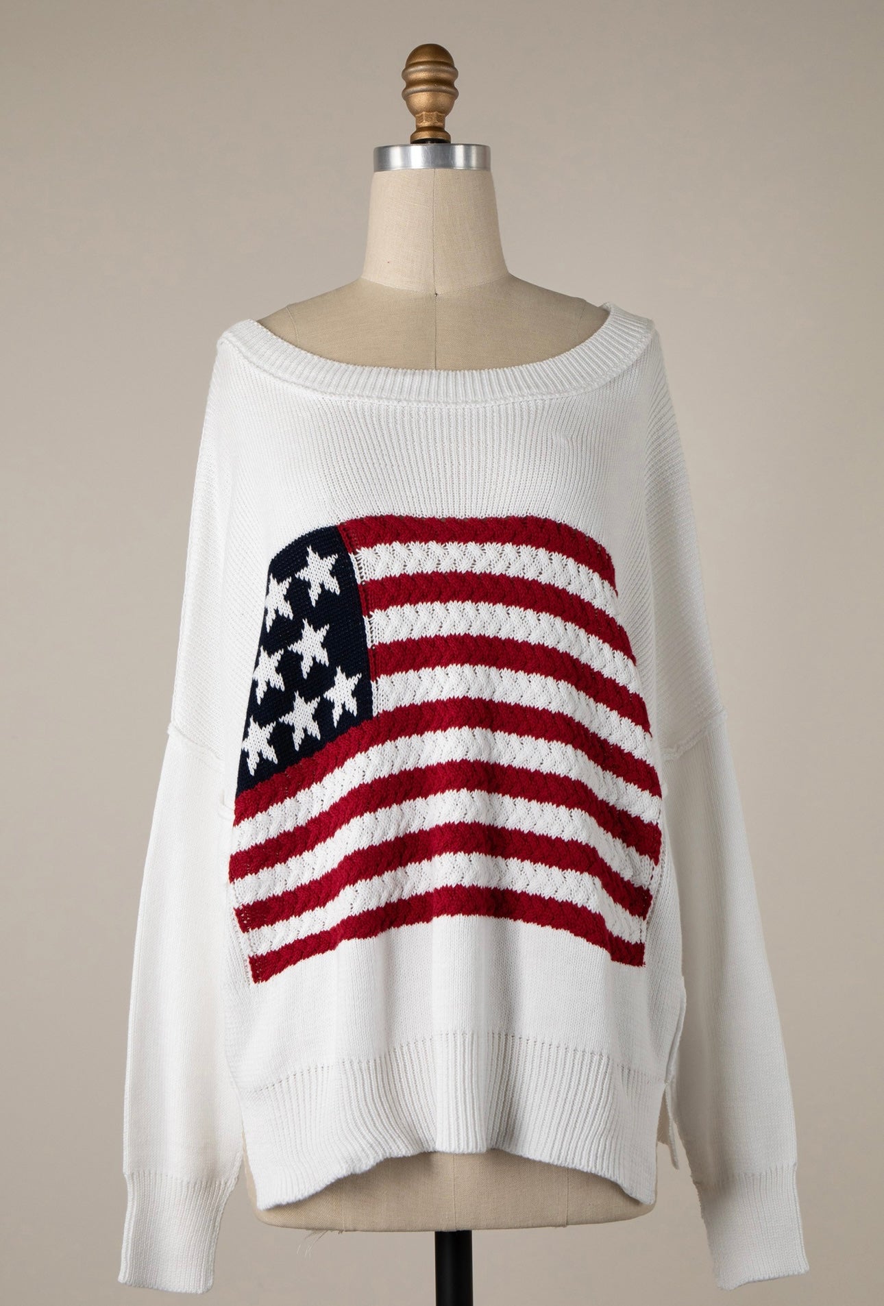 Flag crochet knit sweater