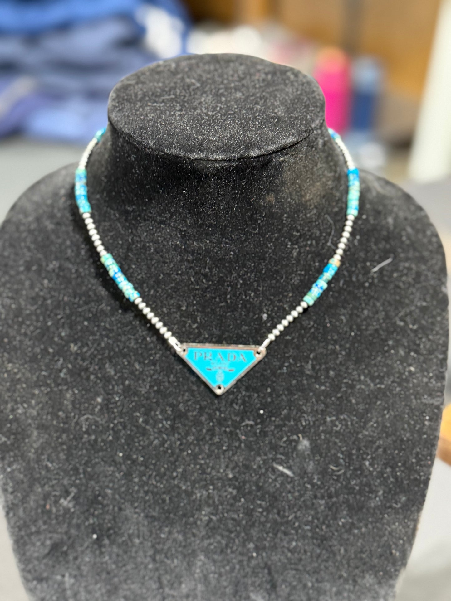 dark blue turquoise x PRADA necklace