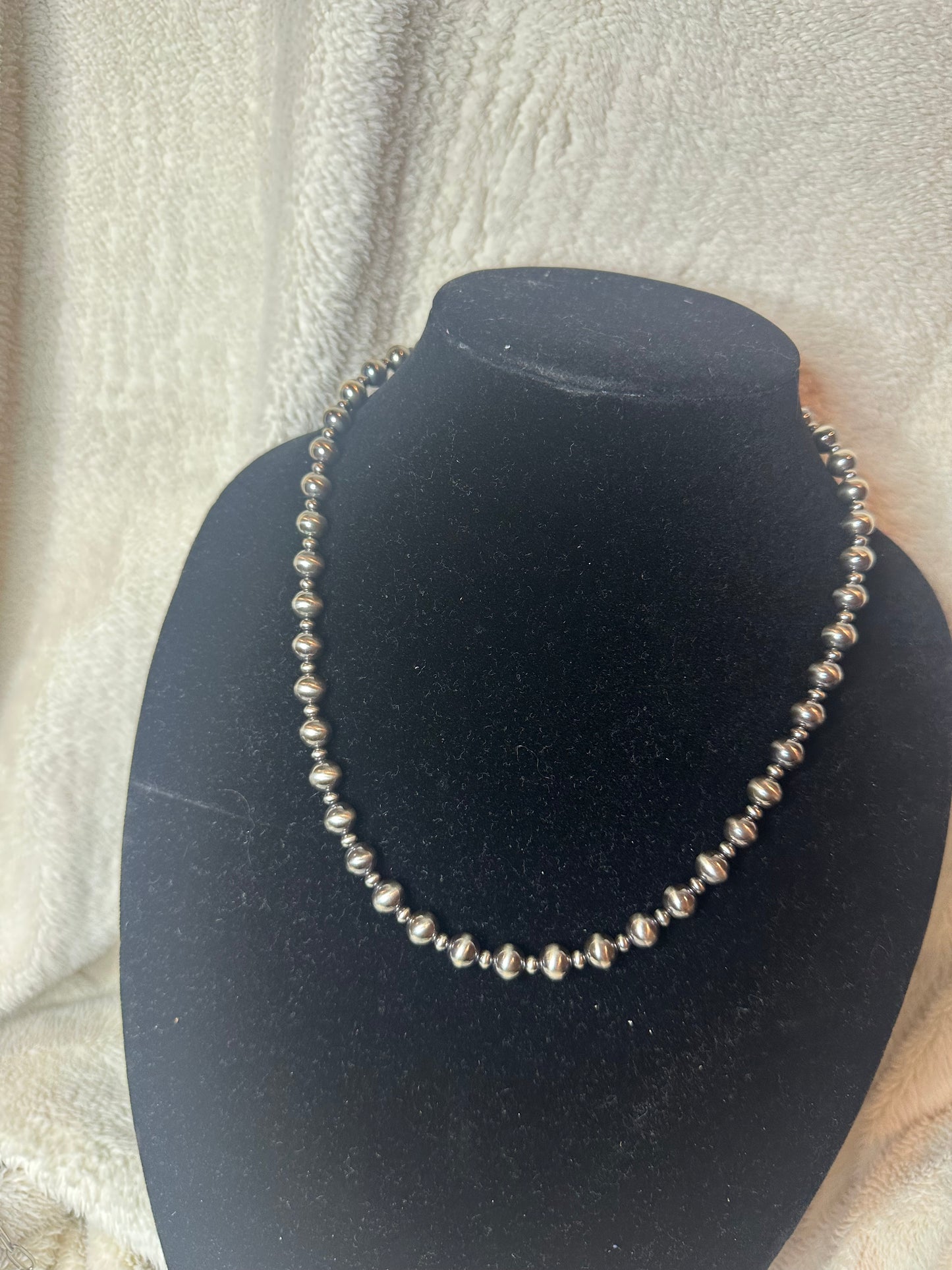 4mm+8mm sterling silver pearl necklace