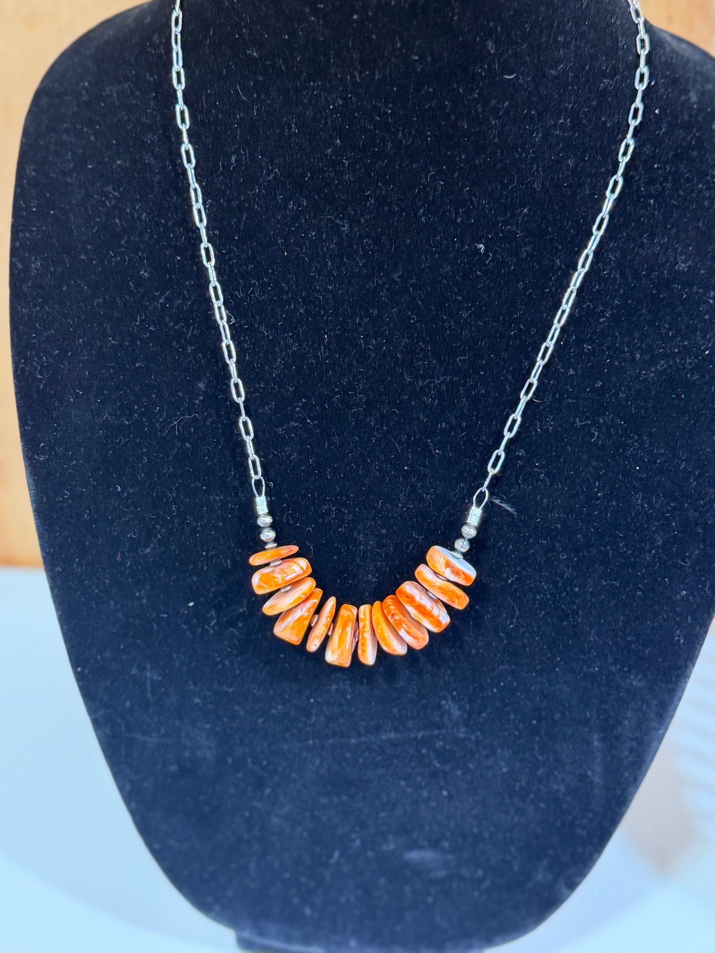 Orange Spiny Bar Necklace
