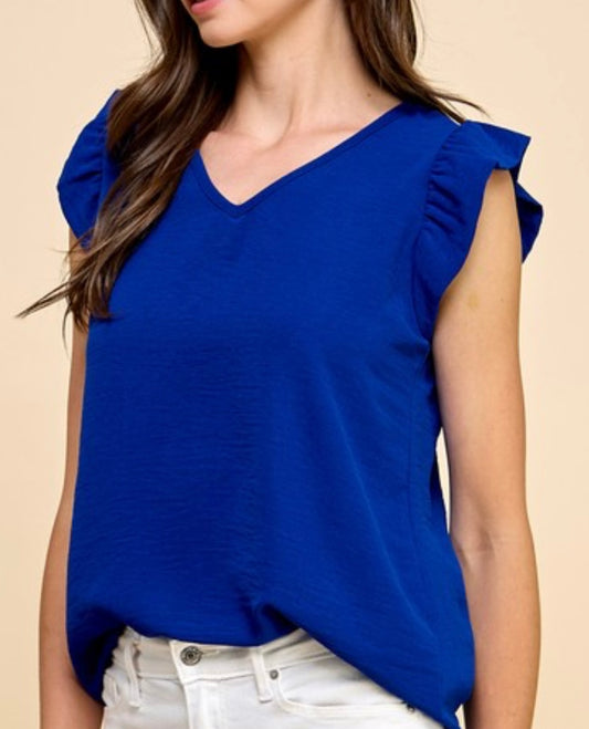 Ruffled V Neck Top