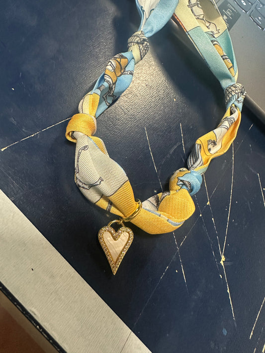Scarf Necklace ~ Blue Horse Pattern