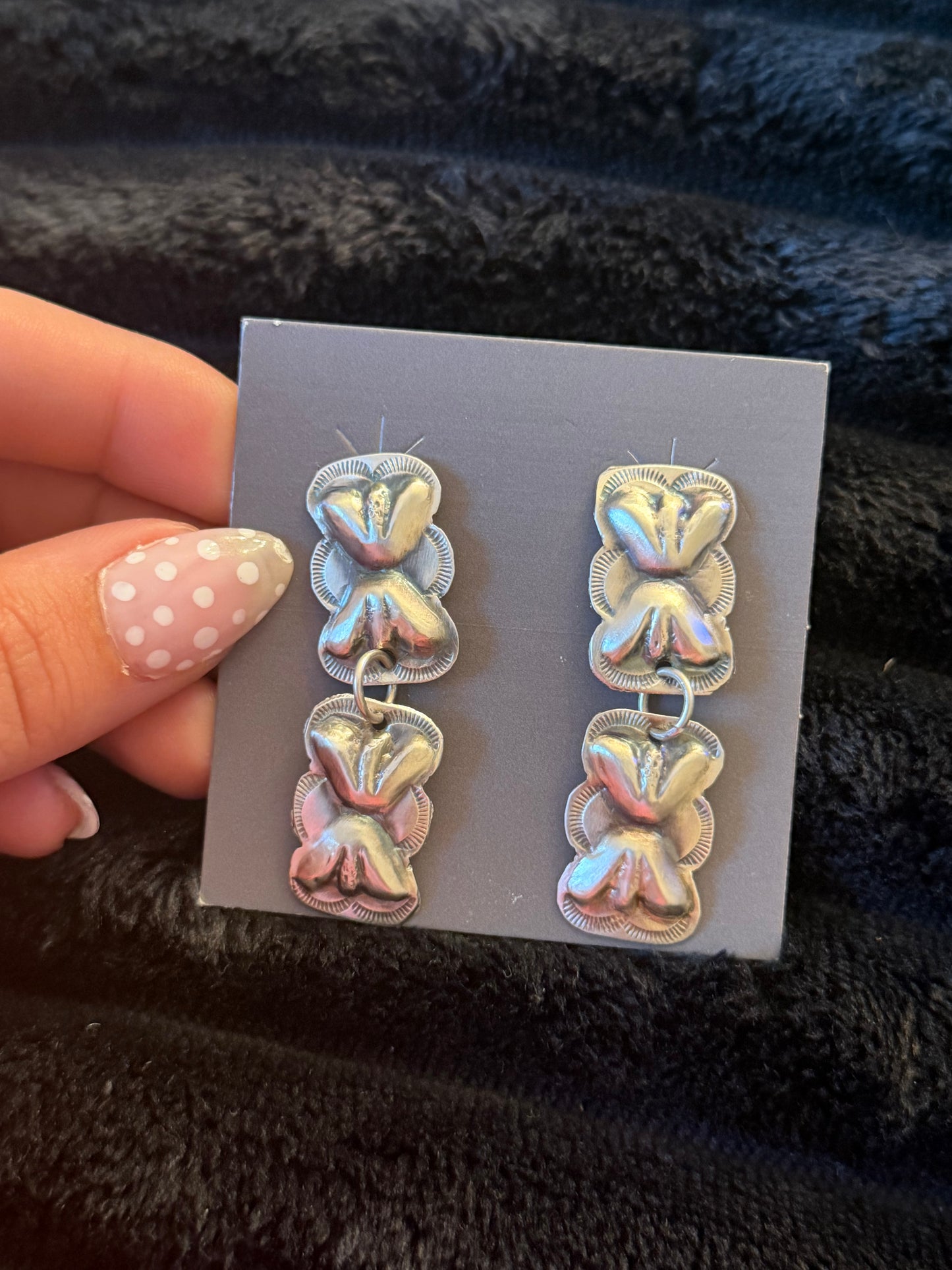 Navajo Handmade Silver Earrings - Joan Begay