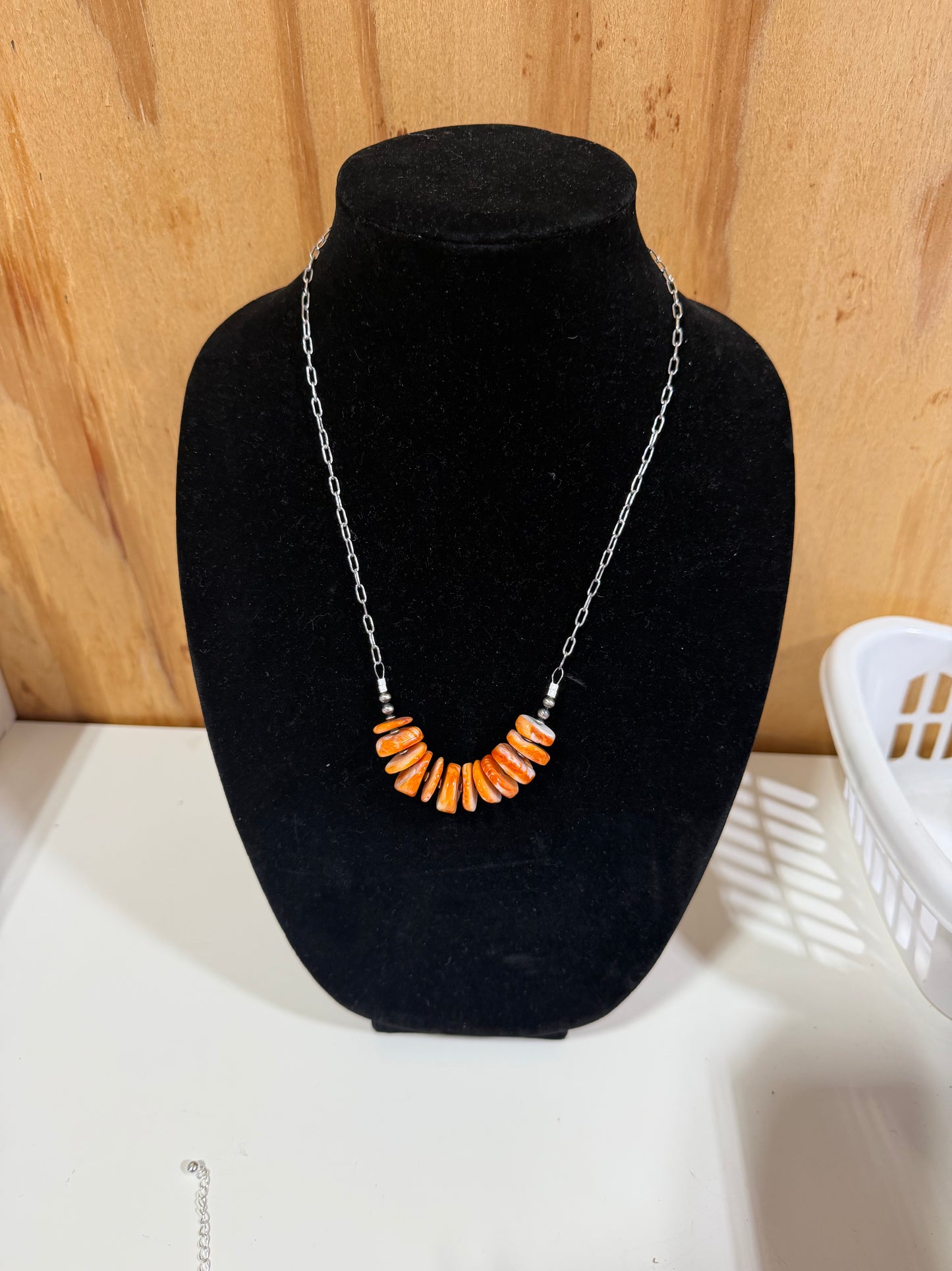 Orange Spiny Bar Necklace