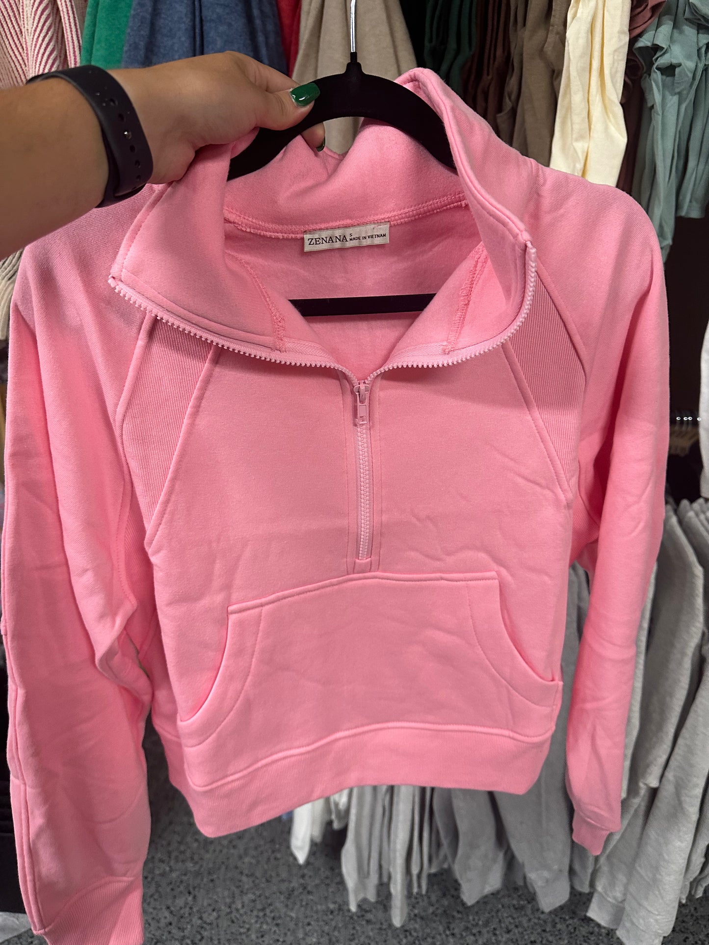 Fleece half zip kangaroo pocket sweatshirts *7 COLORS