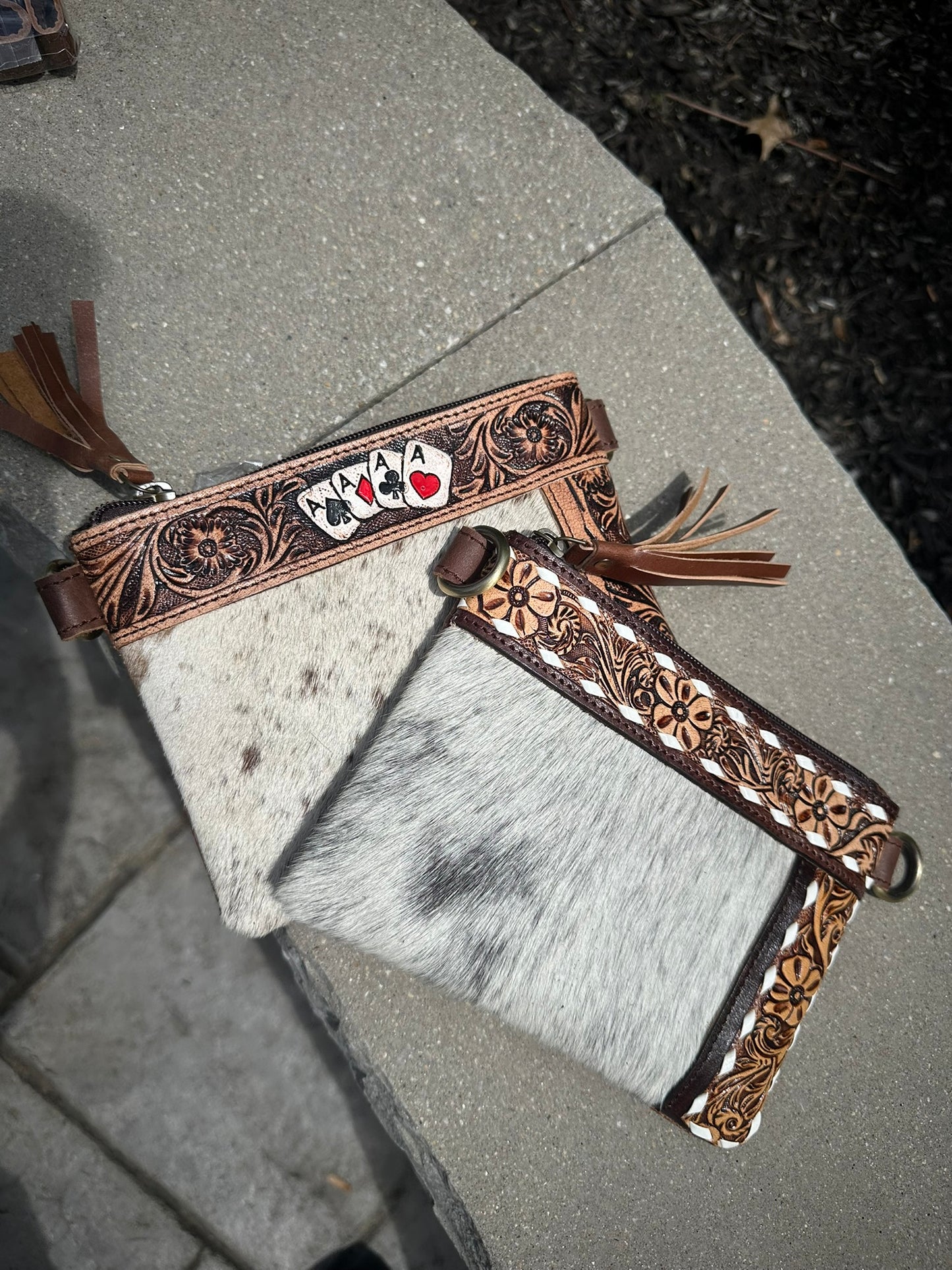 Genuine Cowhide / Leather - Crossbody / Clutch Purse
