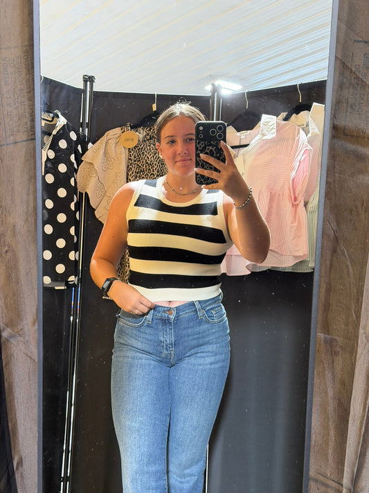 Striped Crop Tank Knit Top