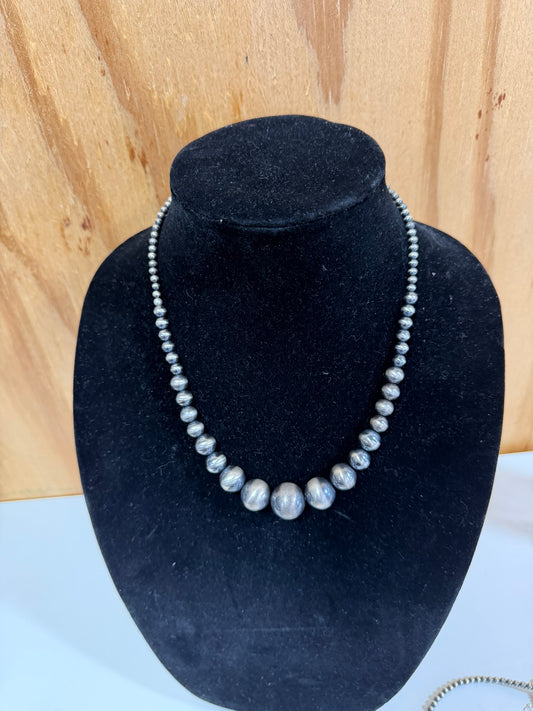 4-16mm graduated sterling silver pearl necklace