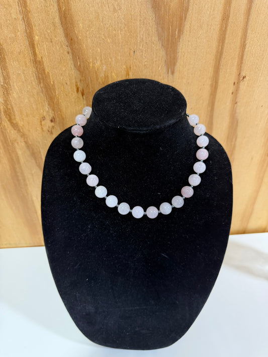 Rose Quartz x hematite stone necklace