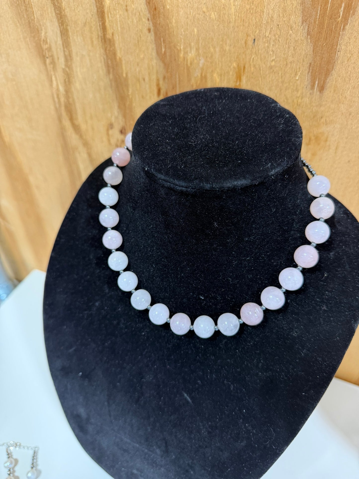 Rose Quartz x hematite stone necklace