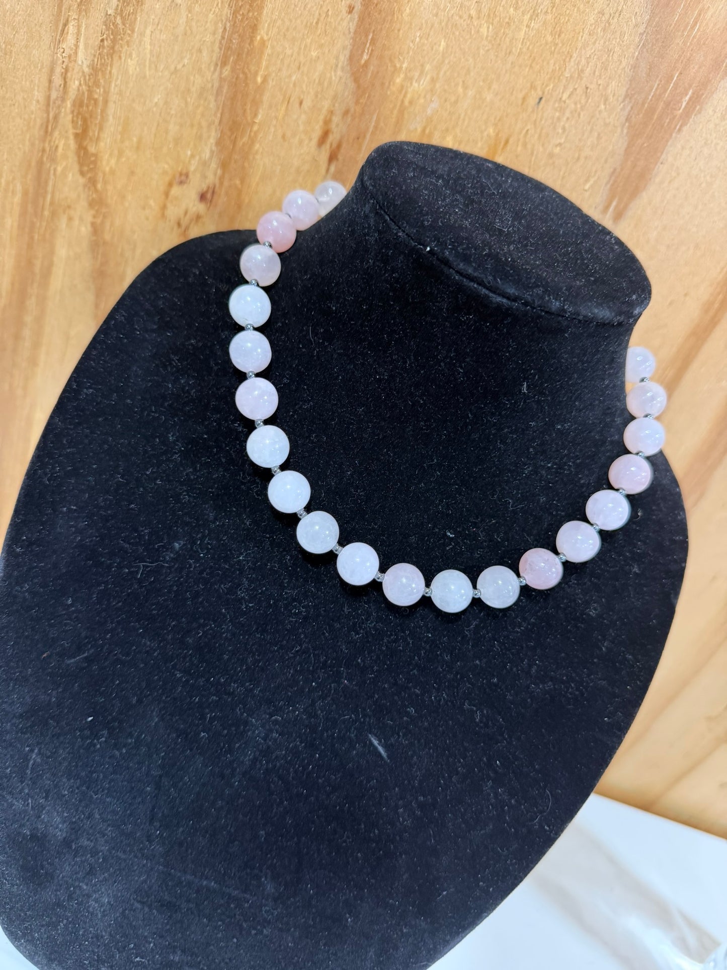 Rose Quartz x hematite stone necklace