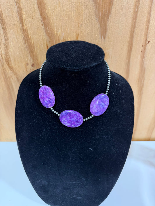 purple opal large stone necklace