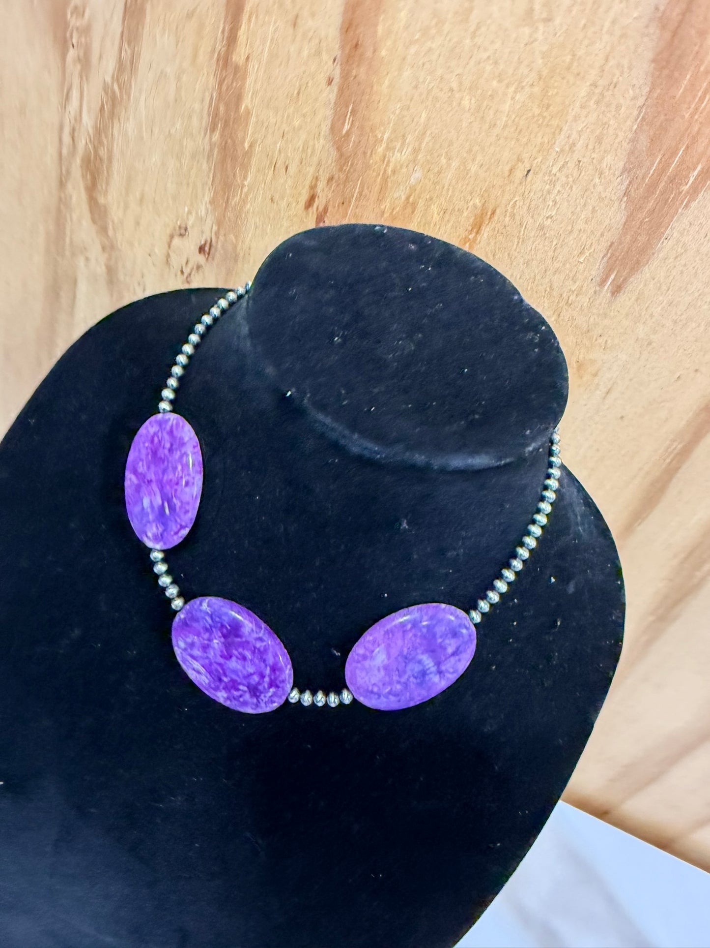 purple opal large stone necklace