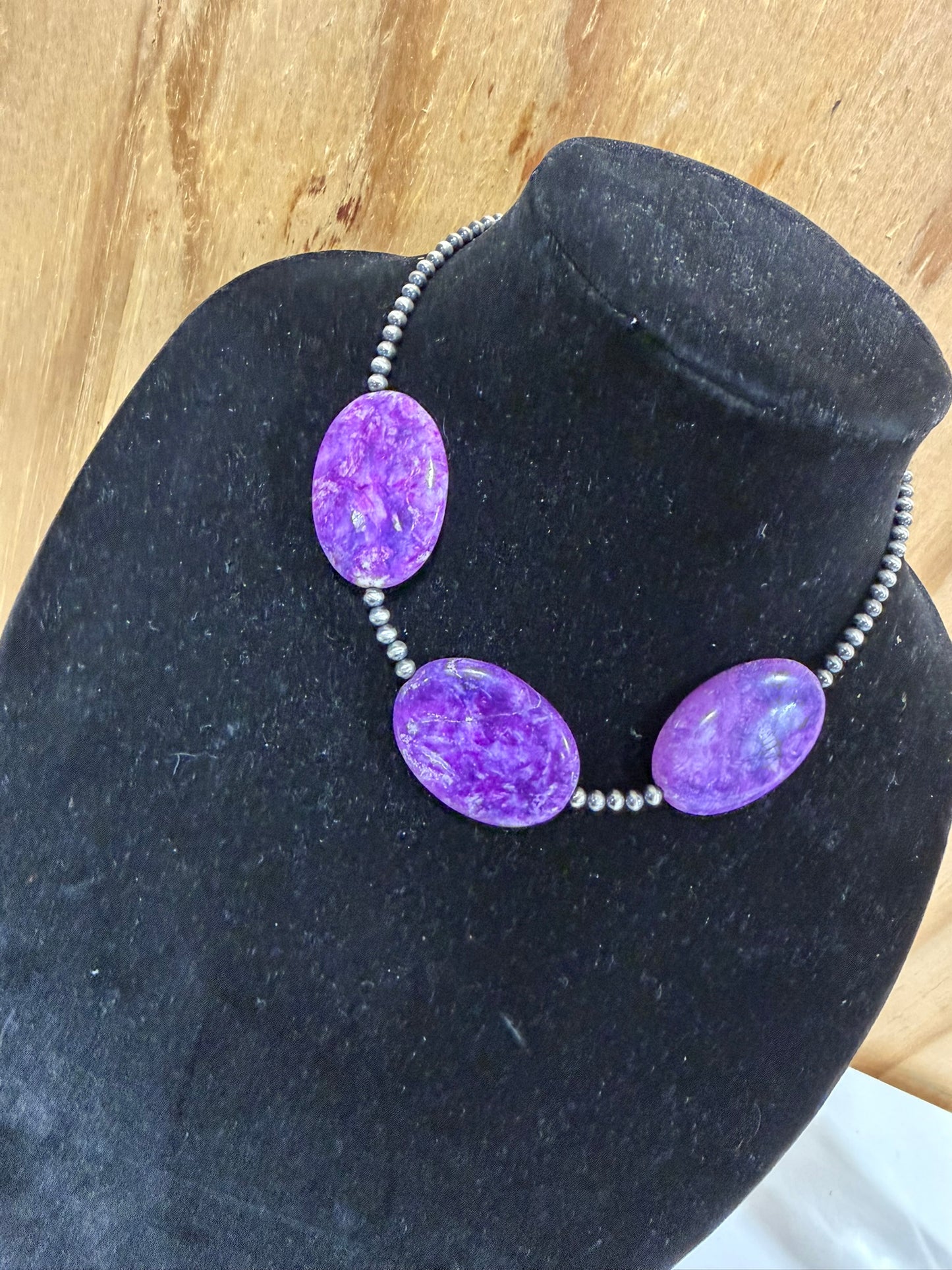purple opal large stone necklace