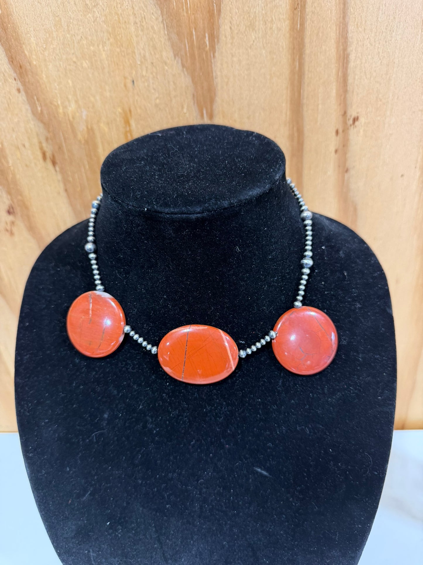 Red Coral large stone choker necklace