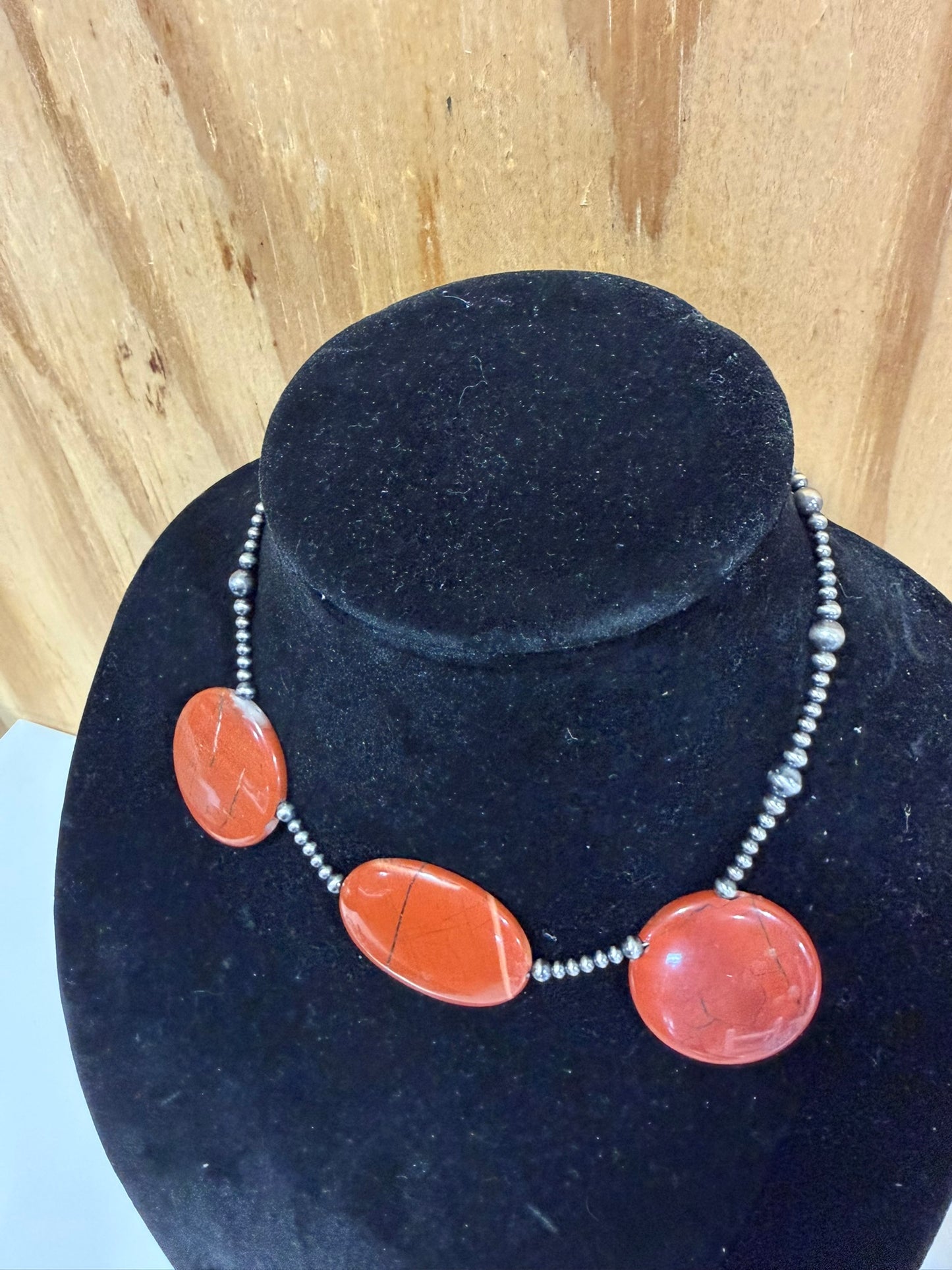 Red Coral large stone choker necklace