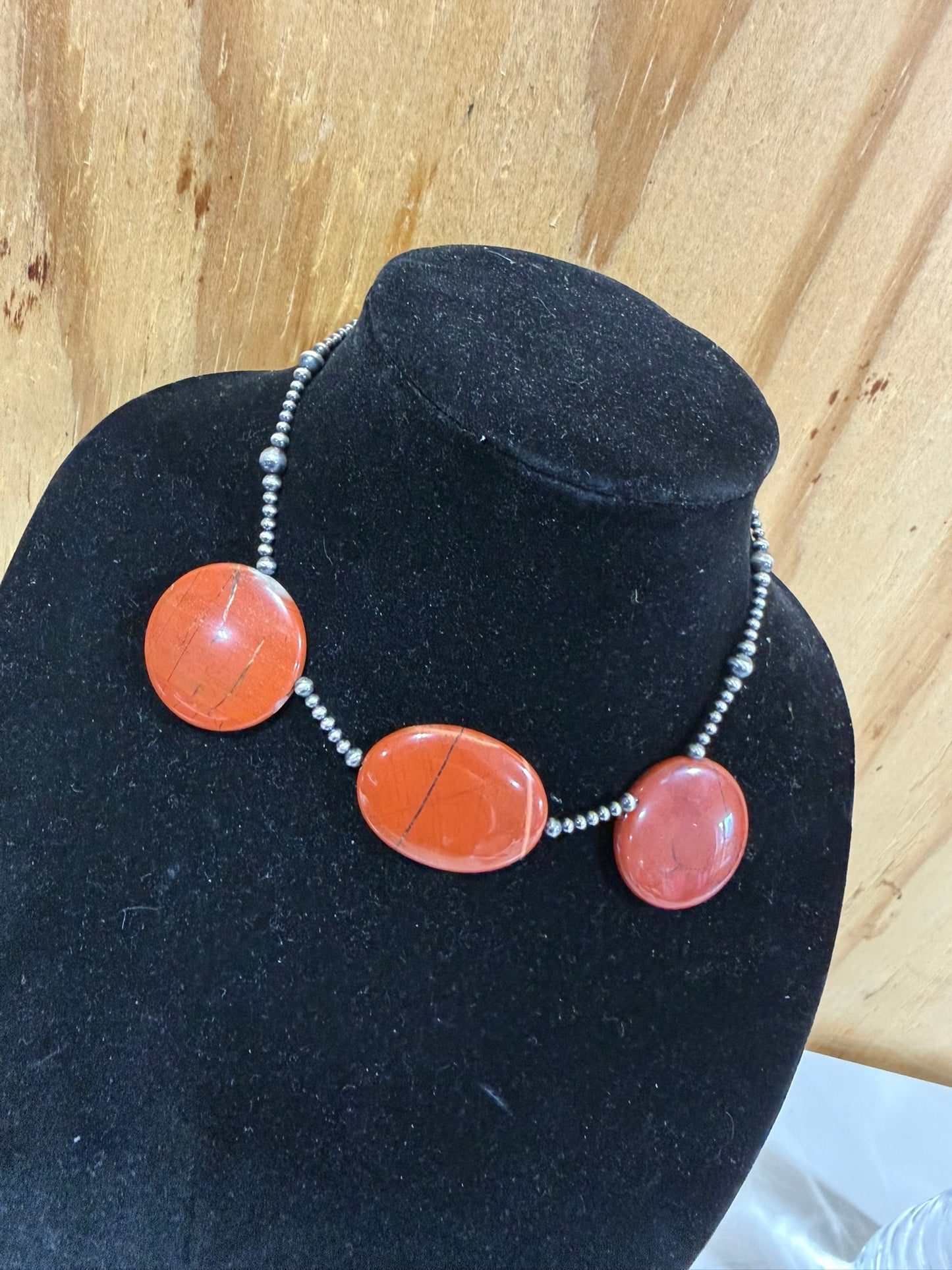 Red Coral large stone choker necklace