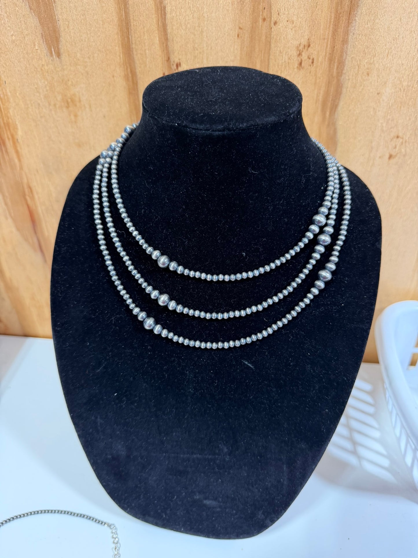 4-8mm graduated sterling silver bead necklace - navajo style - build your own