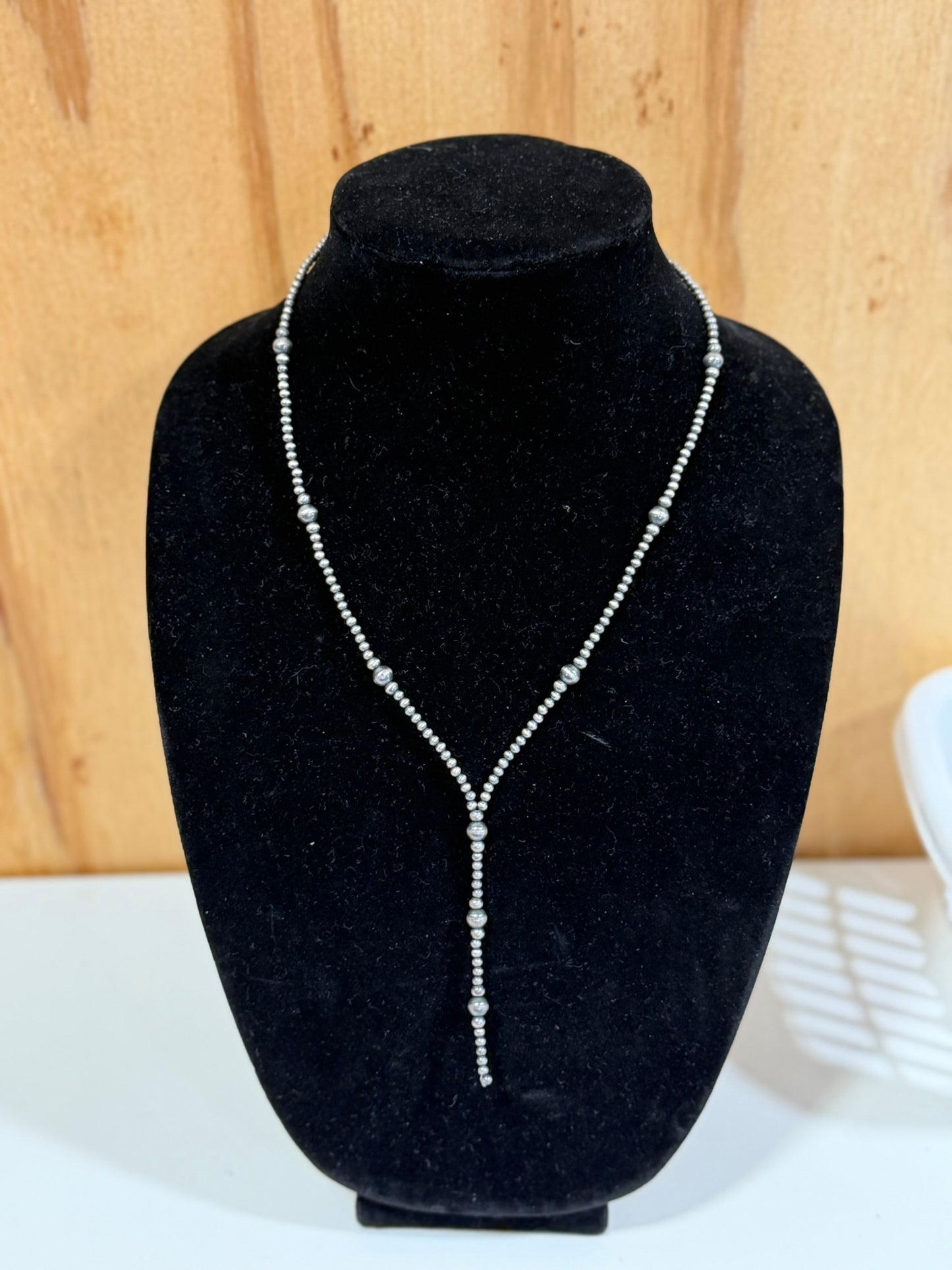 Handstrung Bead 3-6MM 20 Inch Pearl Lariat Necklace