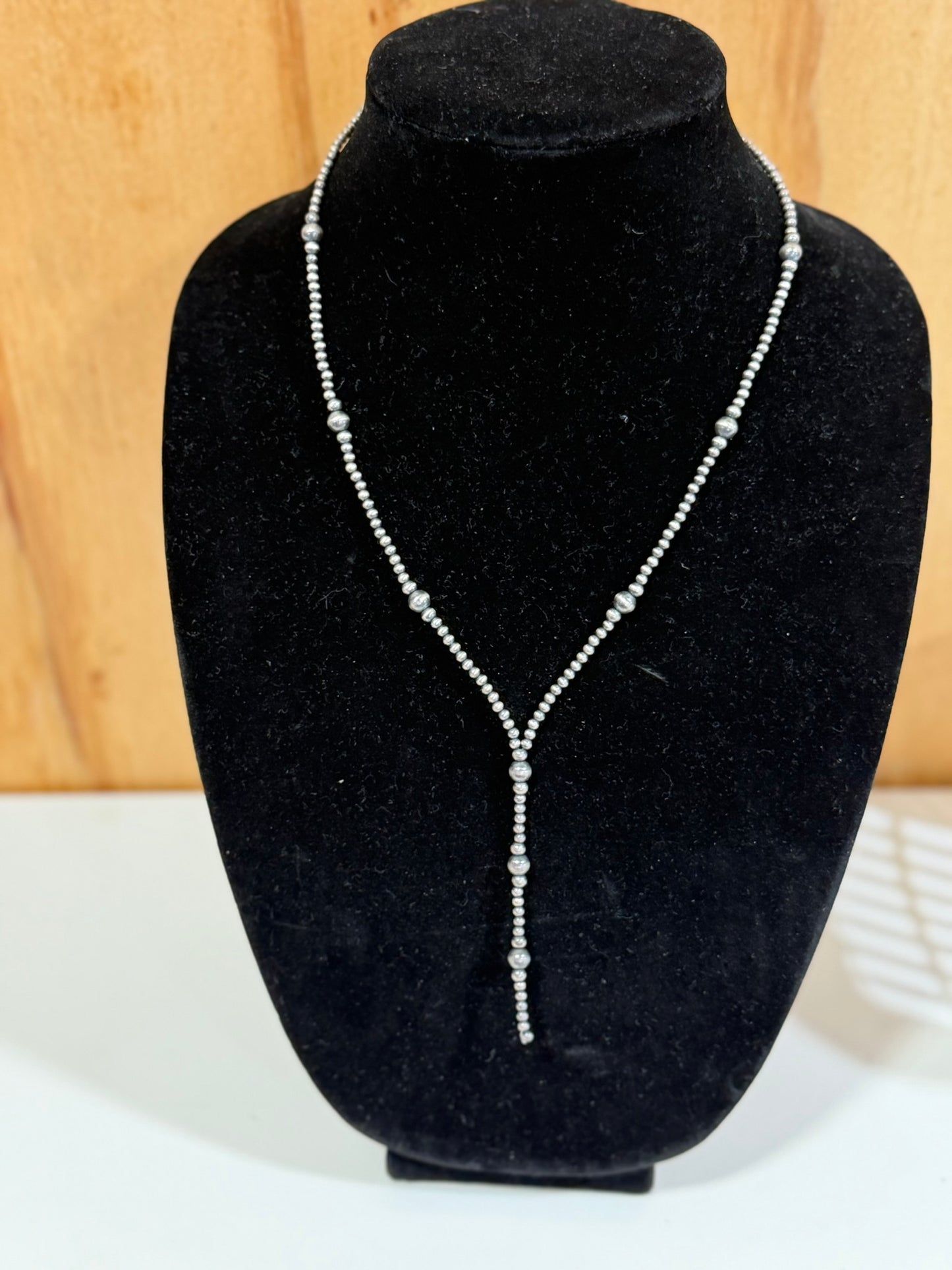Handstrung Bead 3-6MM 20 Inch Pearl Lariat Necklace
