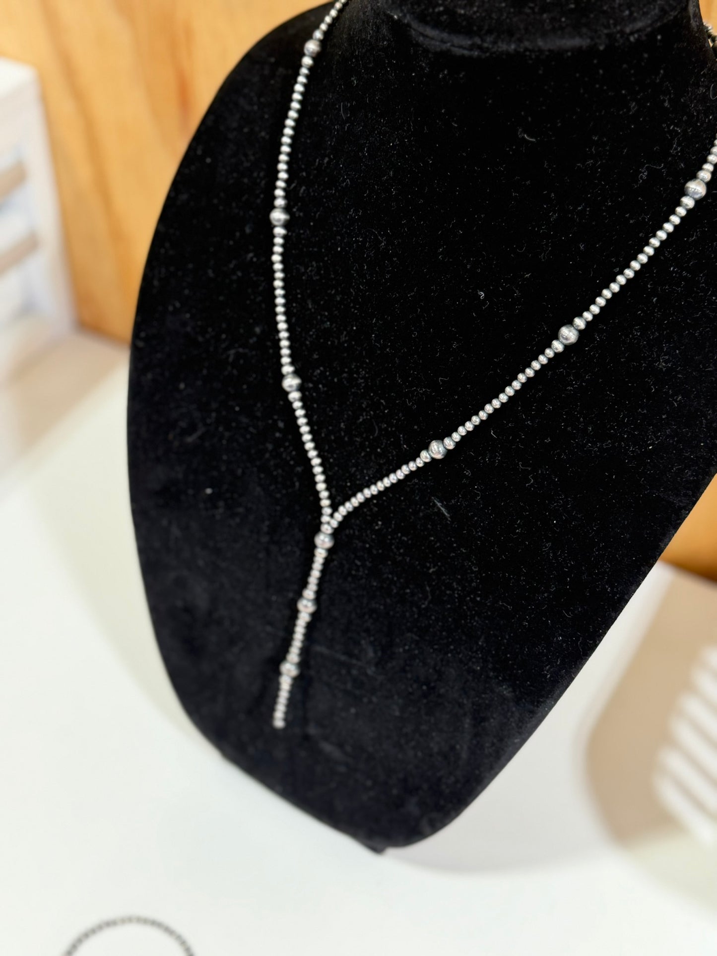 Handstrung Bead 3-6MM 20 Inch Pearl Lariat Necklace