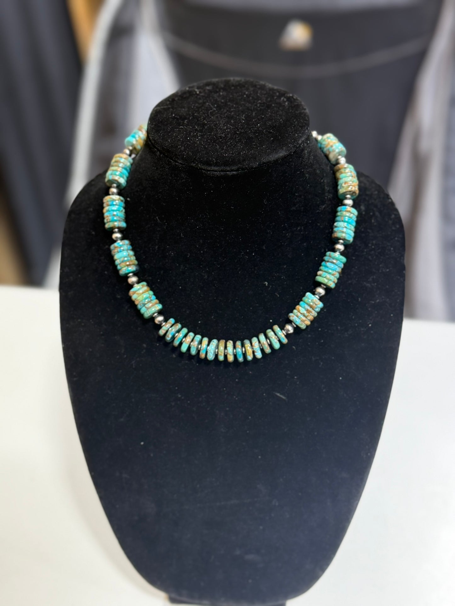 turquoise x bronze x sterling pearl necklace