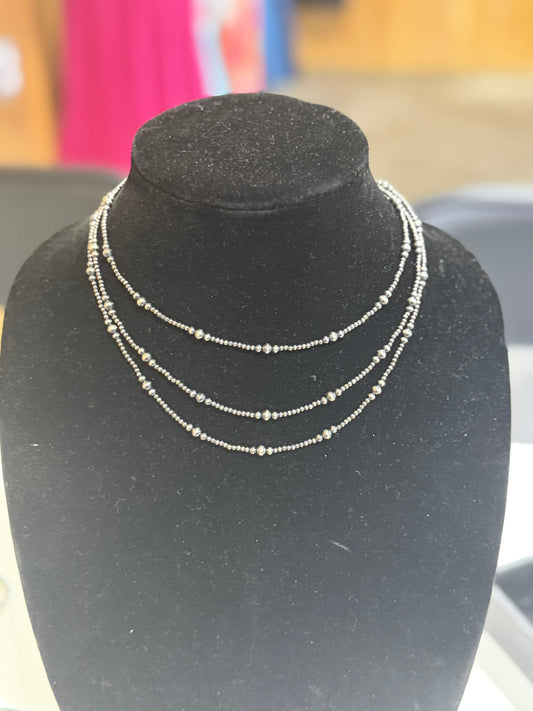 2-4mm sterling silver pearl graduated necklace