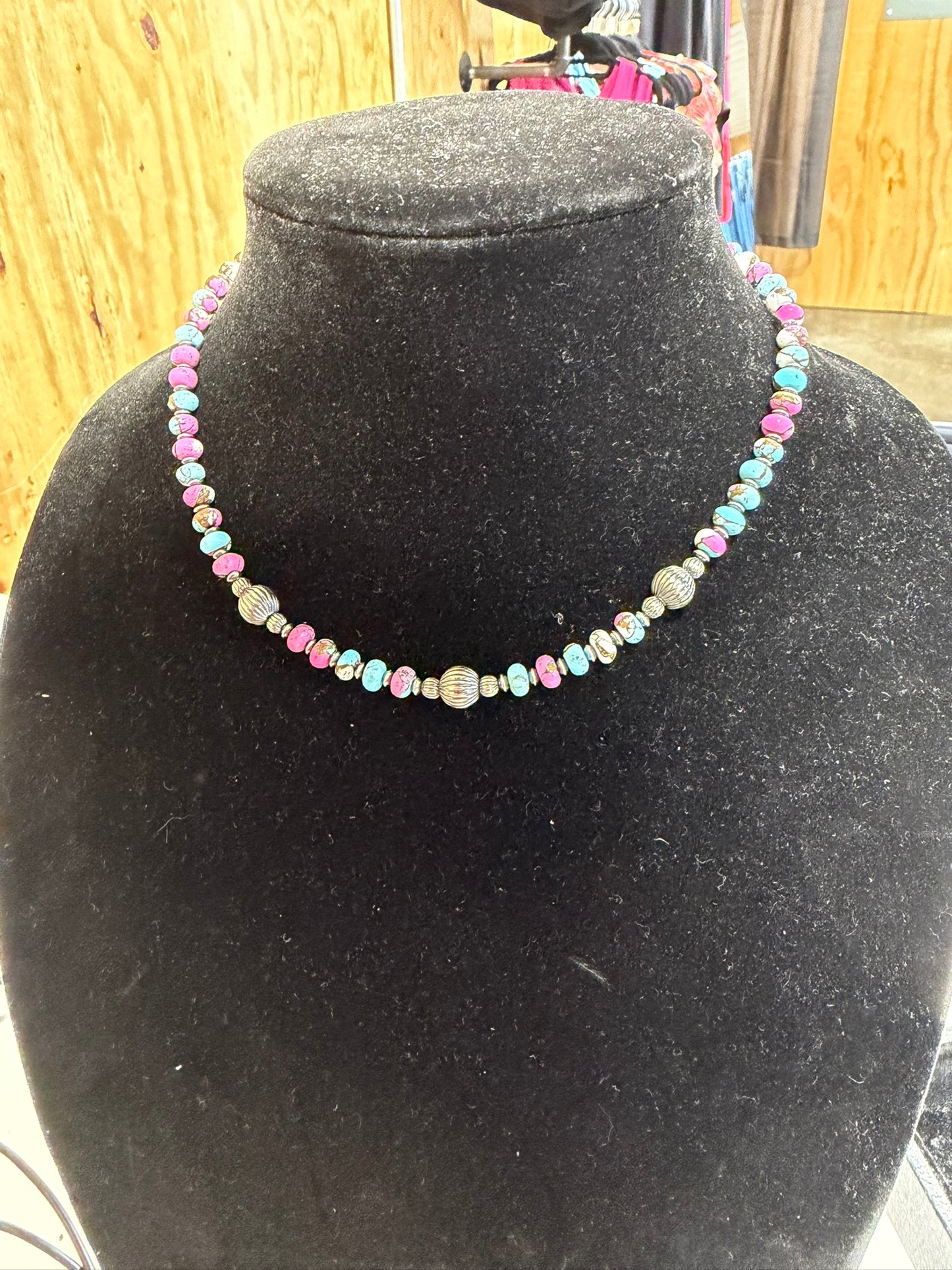 3-8mm corrugated pearl x cotton candy necklace