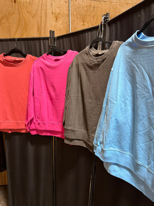 French terry pigment dye & enzyme washing pullover S-3XL